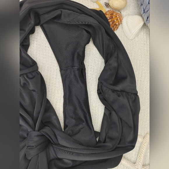 NWOT TIE HI CUT TIE FRONT BIKINI BOTTOM, BLACK L - Picture 6 of 6